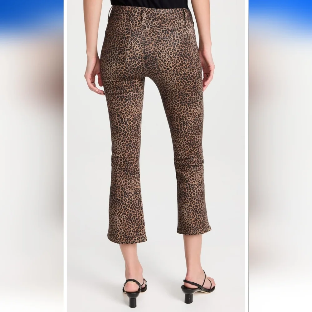 NWT FRAME Womens Le Crop Mini Mid-Rise Coated Bootcut Jeans Leooard Size 24 - Picture 3 of 13